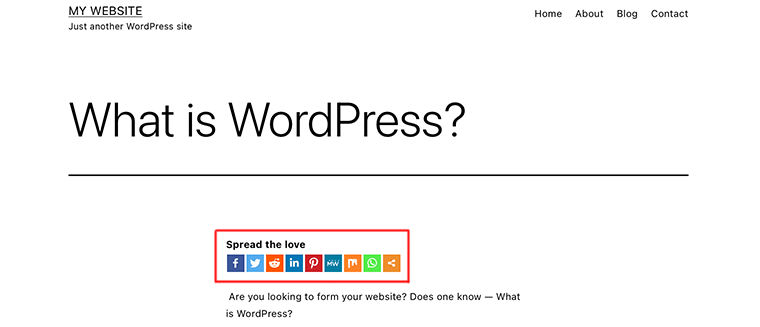 Bouton de partage impertinent en haut du contenu