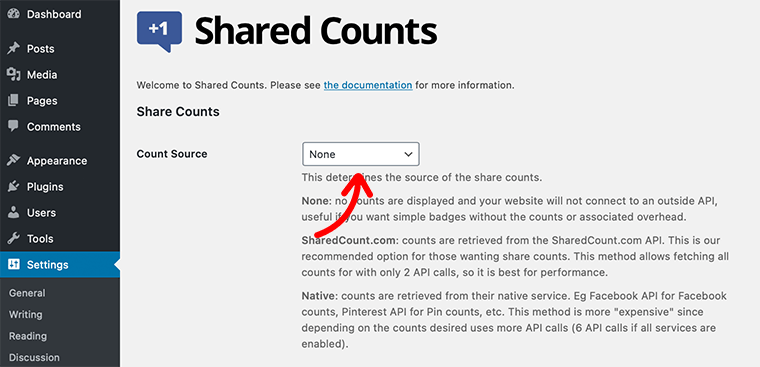 Partager le menu des décomptes