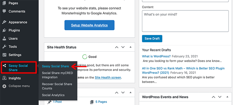 Option de paramètre de partage social impertinent