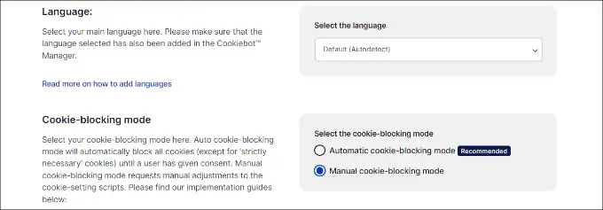 Selectați limba și setările de blocare a cookie-urilor Select language and cookie blocking settings