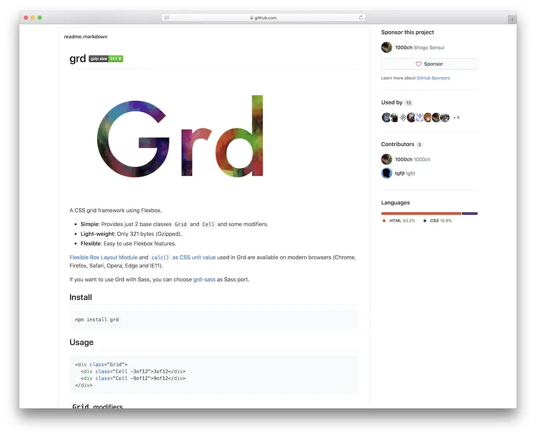 estrutura de grade grd