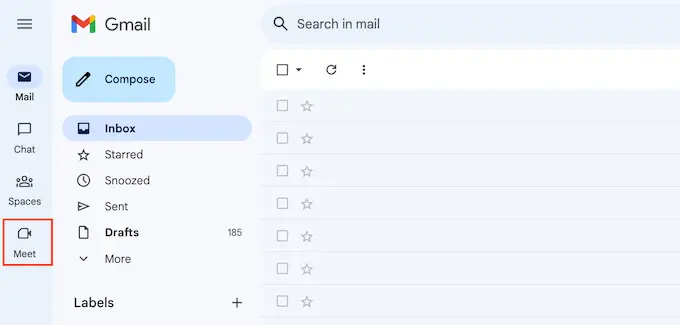 إنشاء اجتماع Google من واجهة البريد الإلكتروني Gmail Creating a Google meeting from the Gmail email interface