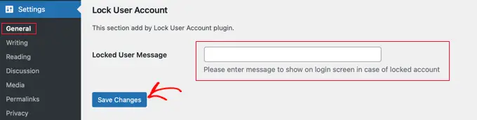 Wiadomość o zablokowanym koncie użytkownika Locked User Account Message