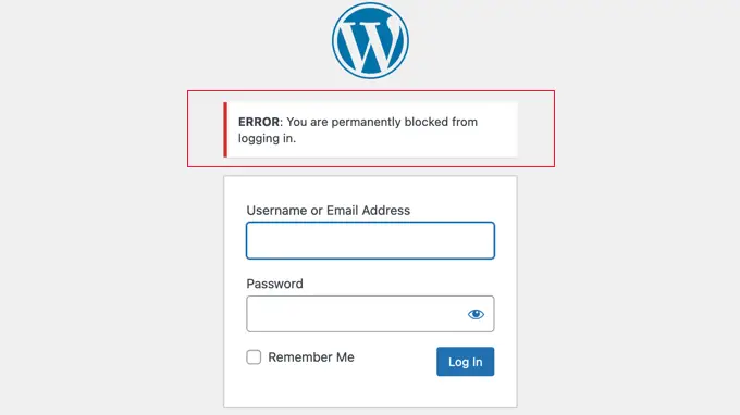 Podgląd komunikatu blokującego podczas próby zalogowania się Preview of Block Message When Trying to Sign In