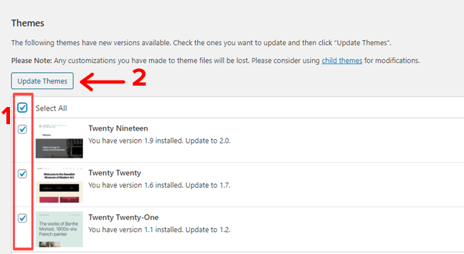 Actualizarea temelor WordPress