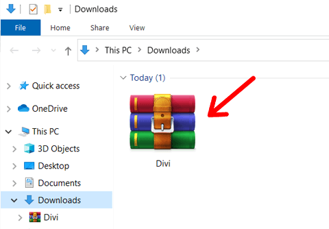 Tema Divi descărcată în format ZIP
