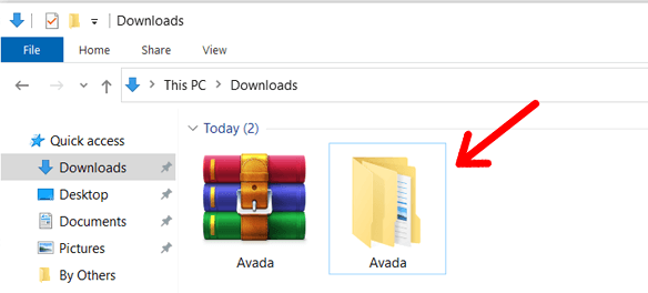 Folder extras cu tema Avada