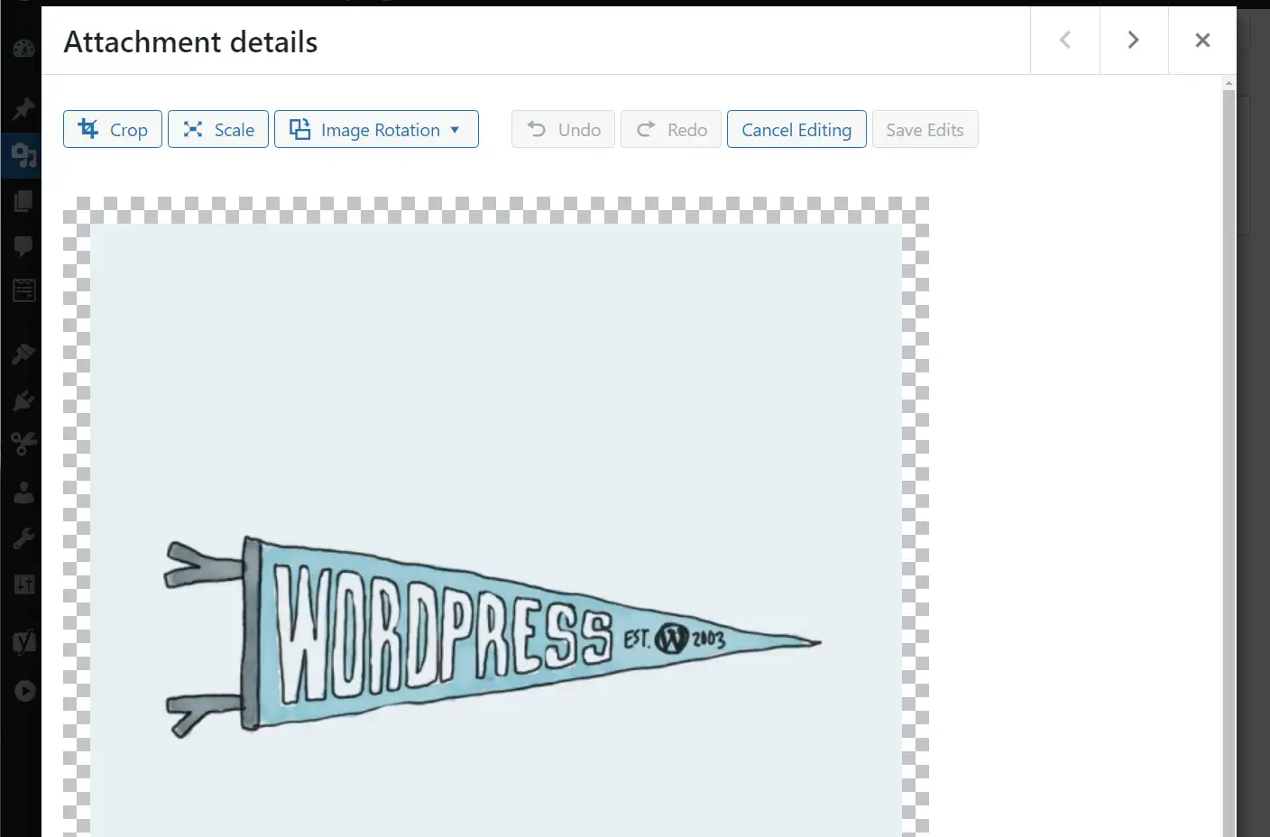 WordPress で画像のサイズを変更します。