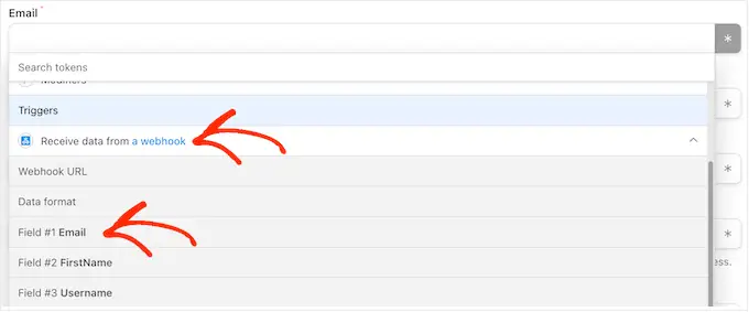 ユーザーデータを Webhook にマッピングする Mapping user data to a webhook