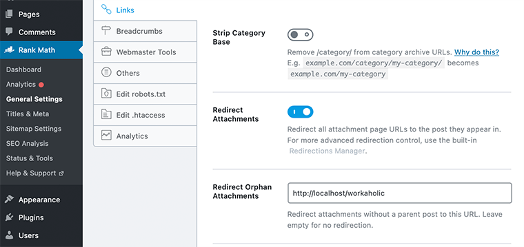 Interface utilisateur Rank Math