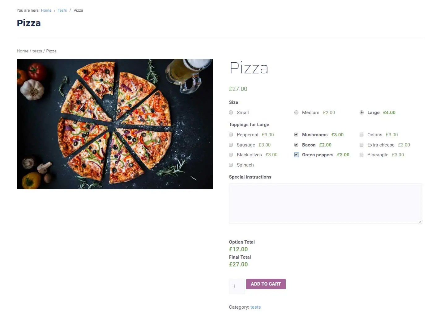 간단한 WooCommerce 제품 옵션