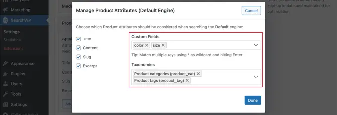 검색 엔진에 사용자 정의 필드 및 분류 추가 Add Custom Fields and Taxonomies to the Search Engine