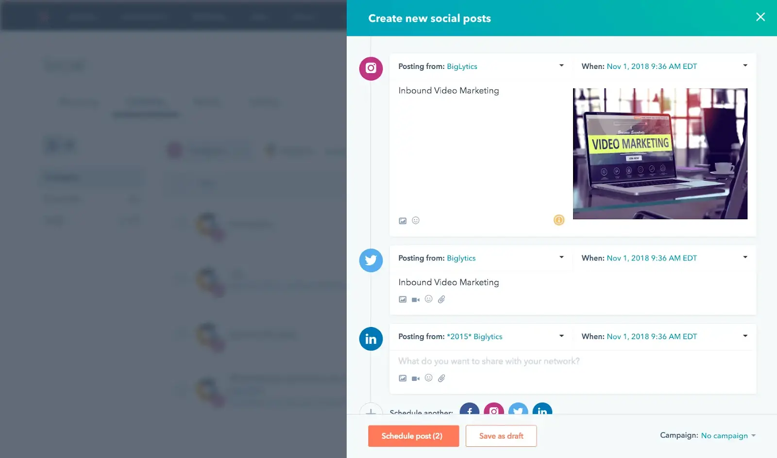 เครื่องมือโซเชียลมีเดีย HubSpot