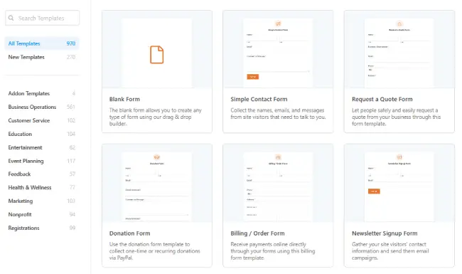 WPforms テンプレート WPforms templates