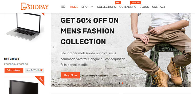 Tema WordPress Shopay para lojas online