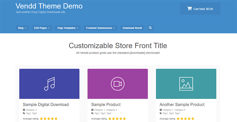 Vendd WordPress Tema para downloads digitais fáceis
