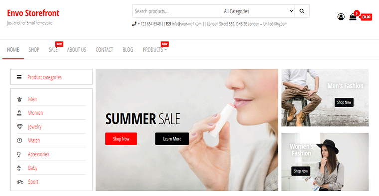Tema de comércio eletrônico Envo Storefront