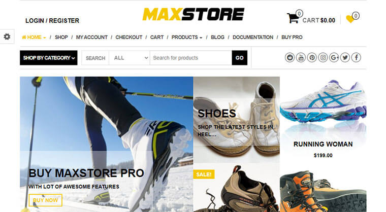 Demonstração do tema MaxStore eCommerce WordPress