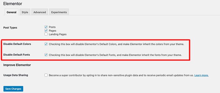 Menonaktifkan Pengaturan Default