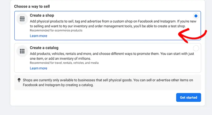Elija una forma de vender productos en Instagram Choose a way to sell products on Instagram