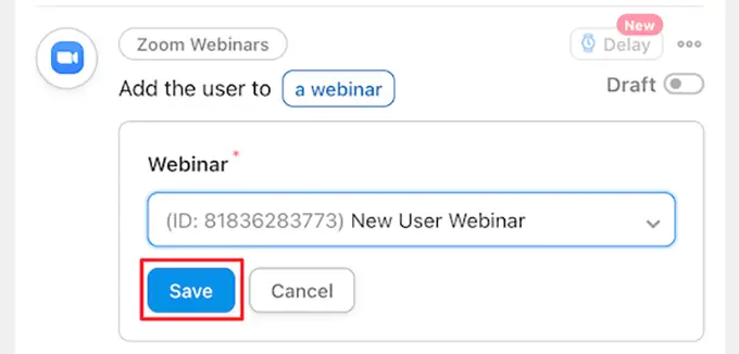 Wählen Sie das Webinar für neue Benutzer aus Select new user webinar