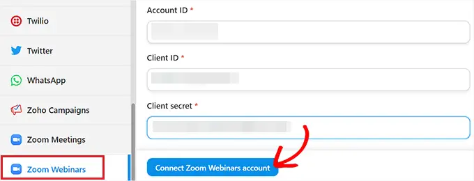 Klicken Sie auf die Schaltfläche „Mit Webinar verbinden“. Click connect with webinar button