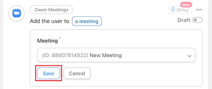 Wählen Sie im Dropdown-Menü ein Zoom-Meeting Ihrer Wahl aus Select a Zoom meeting of your choice from the dropdown menu