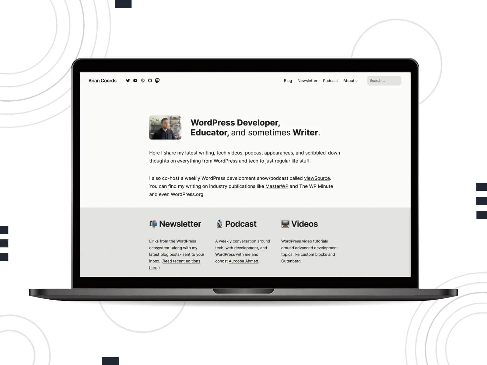 Brian Cords による Web サイト - WordPress に関連する開発者の詳細な内訳。