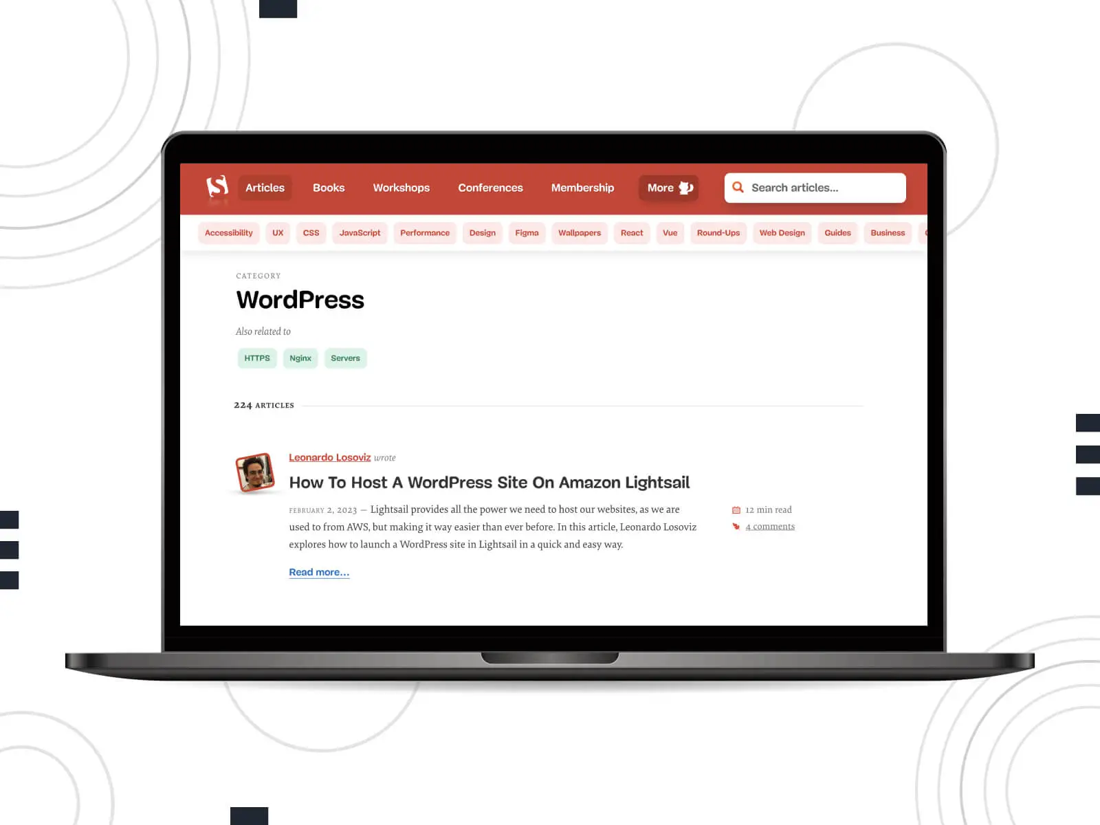 SmashingMagazine のスクリーンショット - シルバーとシエナ カラーの有名な WordPress Web プラットフォームを使用したコーディングの習得。