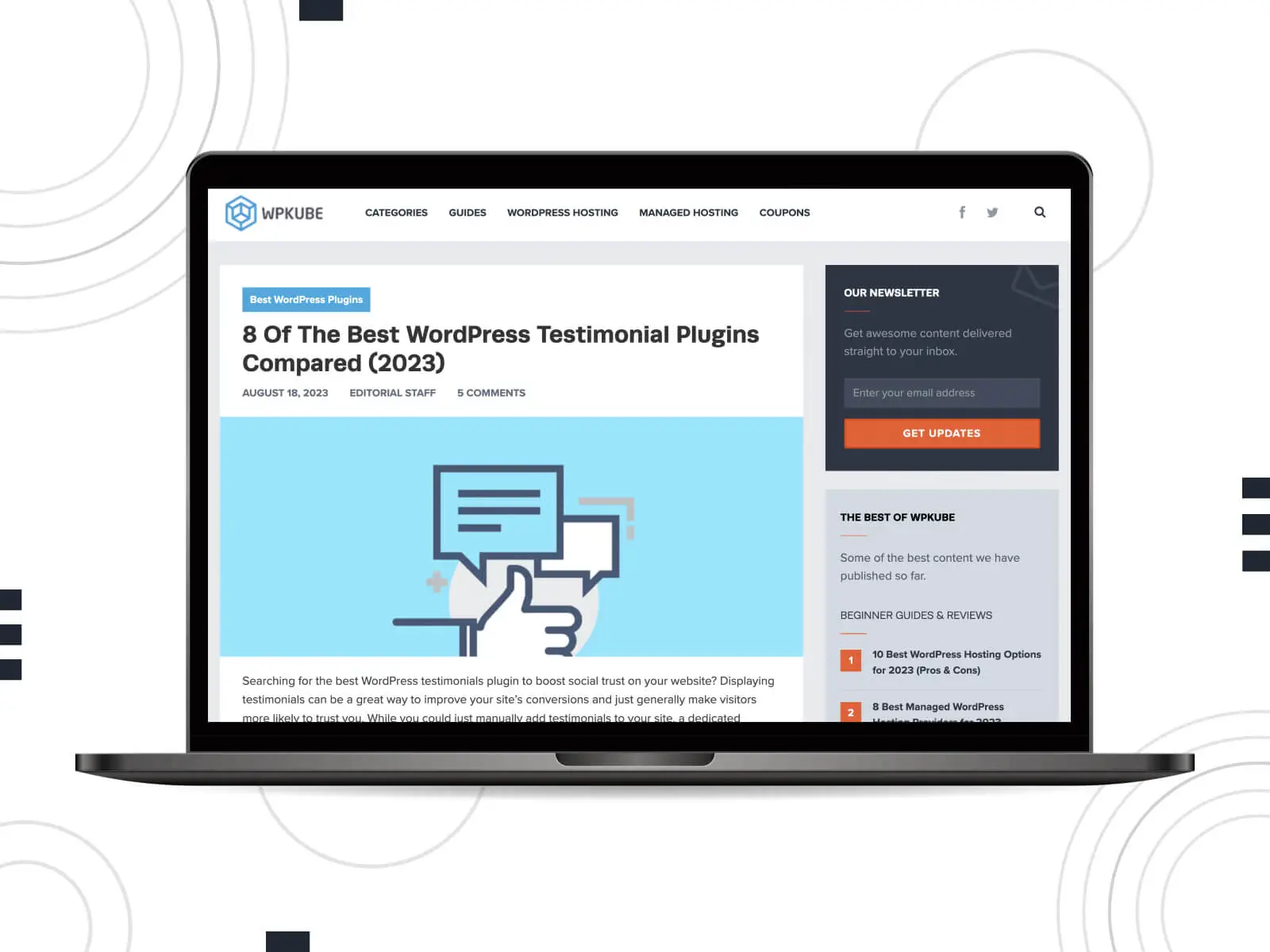 WP Kube のコラージュ - WordPress を中心とした最先端の開発者ポータル。薄暗いグレー、コーンフラワーブルー、淡いターコイズ色のグラデーションで表示されます。