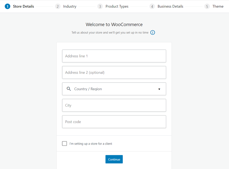 Assistant de configuration de WooCommerce