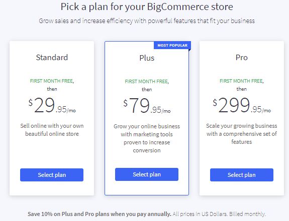 Plans tarifaires BigCommerce