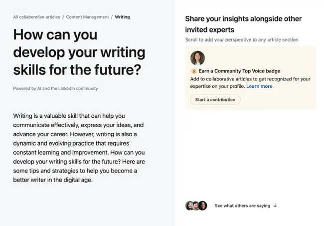 linkedin ネットワーキングのヒント:共同記事