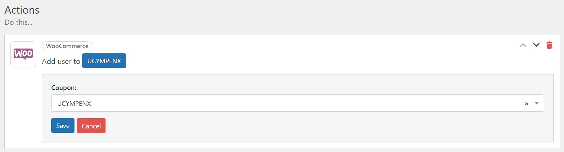 WooCommerce オートメーションのアクションを構成します。