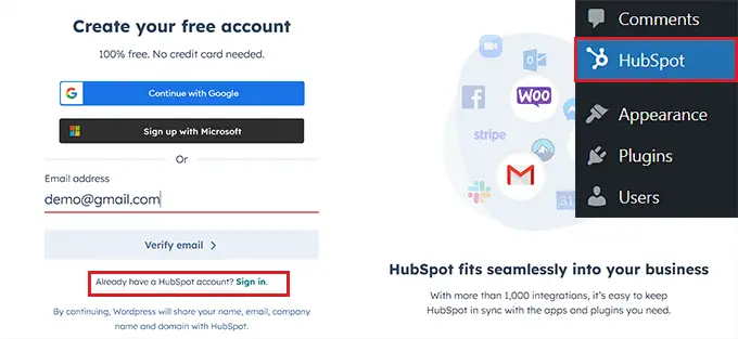 Crea o accedi al tuo account HubSpot Create or sign in to your HubSpot account