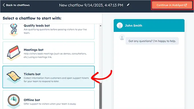 Scegli un modello di bot Choose a bot template