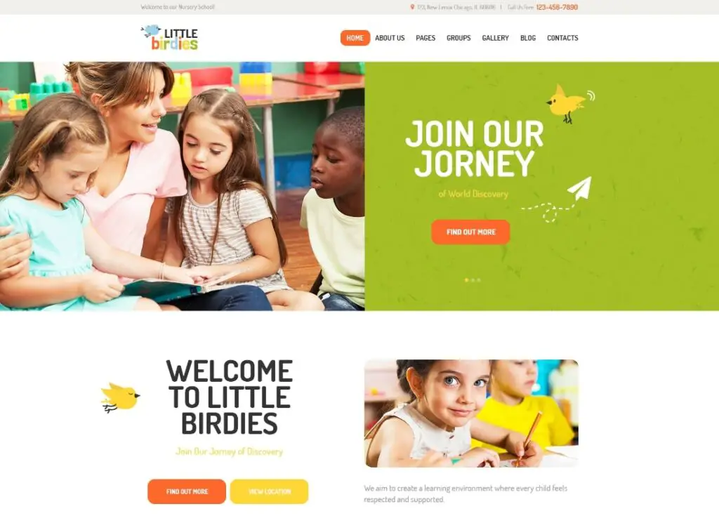 เบอร์ดี้น้อย | ธีม WordPress สำหรับโรงเรียนอนุบาลสำหรับเด็กอเนกประสงค์