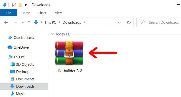 File Plugin WordPress dalam format ZIP (Contoh - Divi Builder)