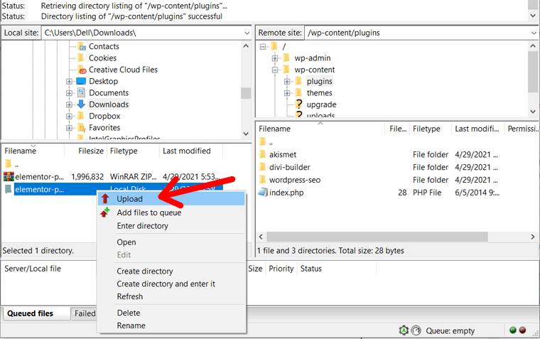 Unggah Plugin dari Perangkat Lokal ke Situs Jarak Jauh