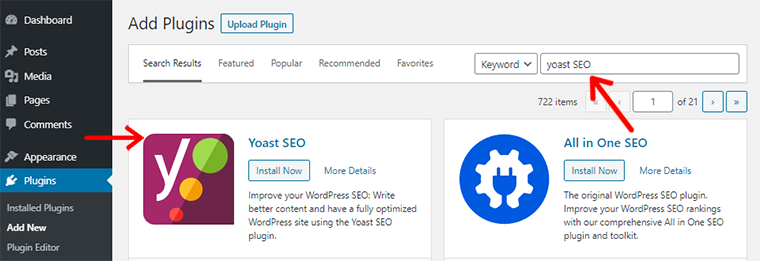 Plugin Yoast SEO di Dasbor