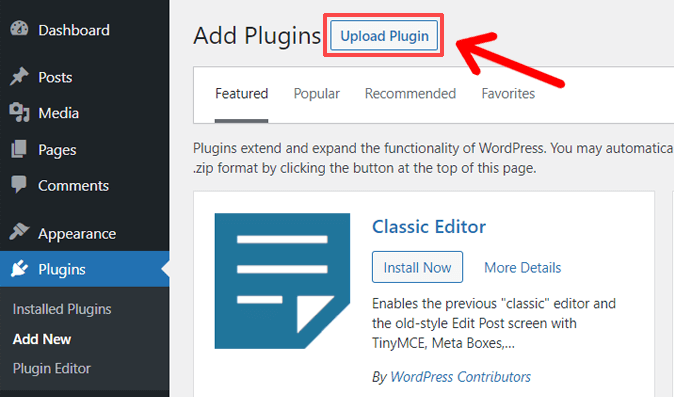 Unggah Opsi Plugin di WordPress