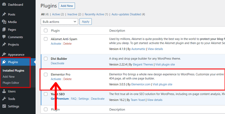 Aktifkan Plugin Elementor Pro