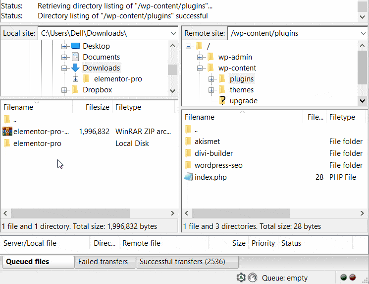 Mengunggah Plugin WordPress menggunakan FileZilla