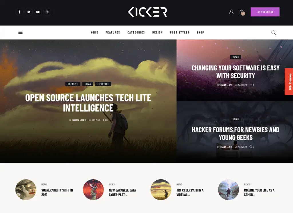 Kicker - موضوع WordPress لمجلة متعددة الأغراض + Gutenberg