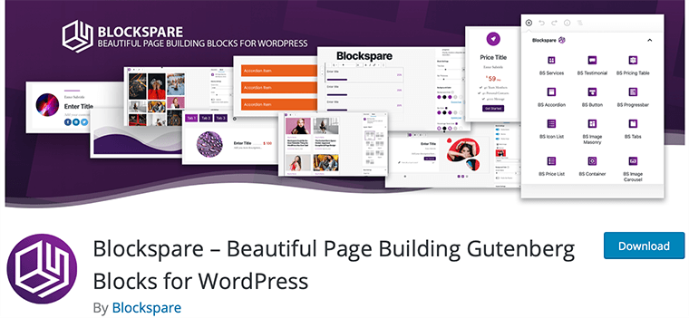 Blockspare WordPress Gutenberg 塊插件