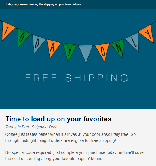 Бесплатная доставка по электронной почте в день — расширенные купоны Free Shipping Email Example
