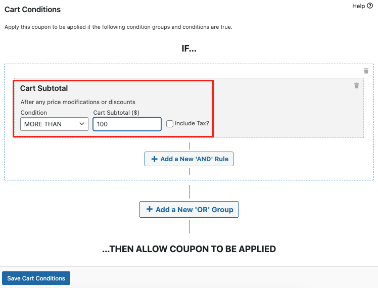 Configure the cart condition