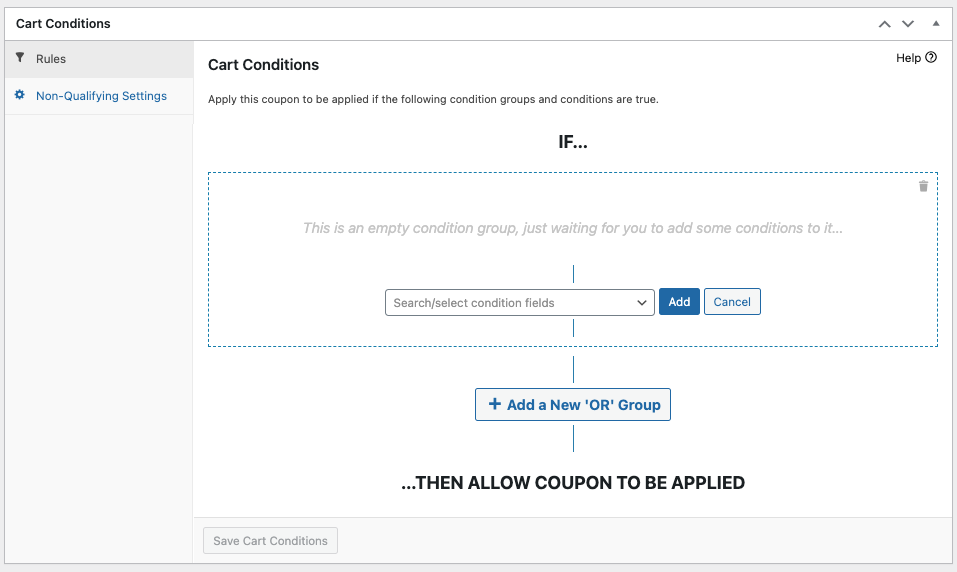 Advanced Coupons' cart condition feature