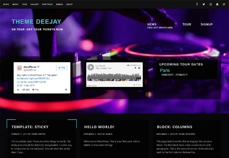 DJ, Rockstars를 위한 Deejay WordPress 테마