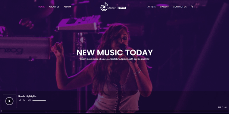 뮤지션을 위한 Zakra 테마